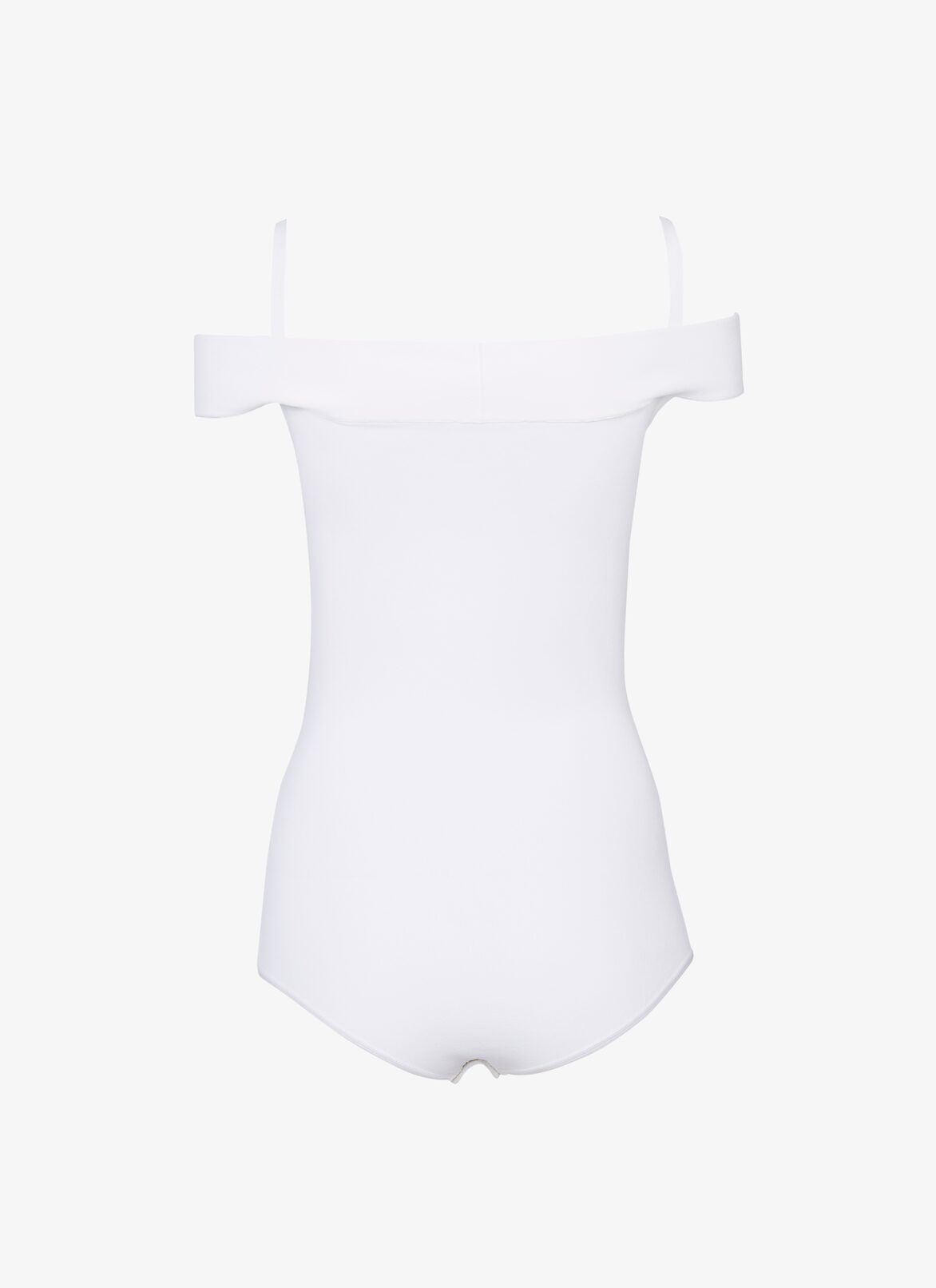 Off-the-shoulder stretch knit bodysuit ALAÏA WHITE OFF-THE-SHOULDER STRETCH KNIT BODYSUIT